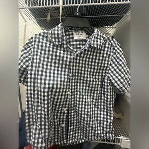 Old Navy Boys Navy and White Plaid Shirt